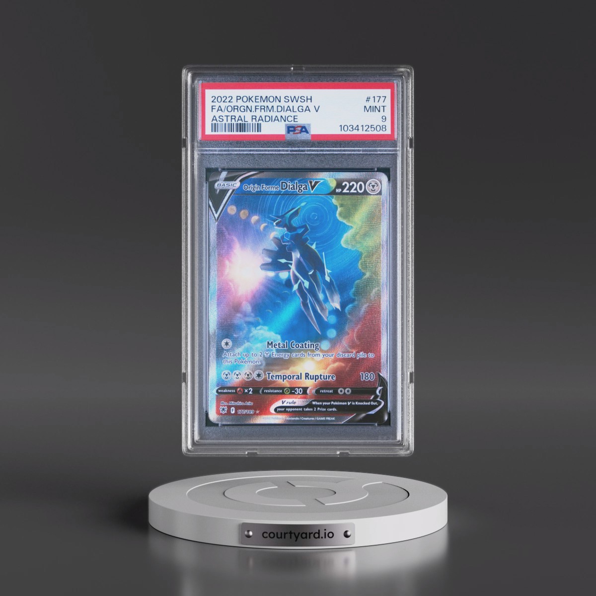2022 Pokémon Sword & Shield Astral Radiance #177 Origin Forme Dialga V - Holo Full Art (PSA 9 MINT)