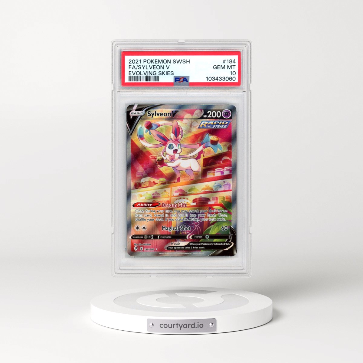 2021 Pokémon Sword & Shield Evolving Skies #184 Sylveon V - Holo Full Art (PSA 10 GEM MINT)