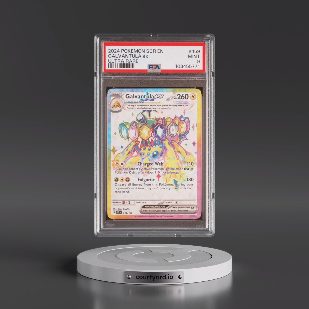 2024 Pokémon Scr EN-Stellar Crown #159 Galvantula EX - Holo Ultra Rare (PSA 9 MINT)