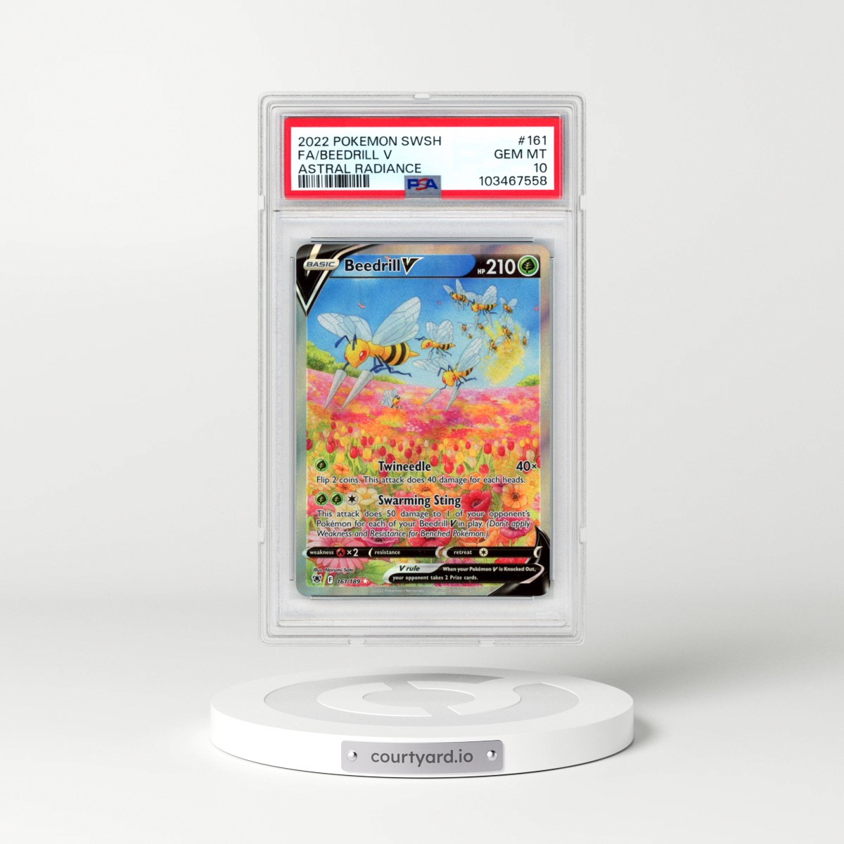 2022 Pokémon Sword & Shield Astral Radiance #161 Beedrill V - Holo Full Art (PSA 10 GEM MINT)