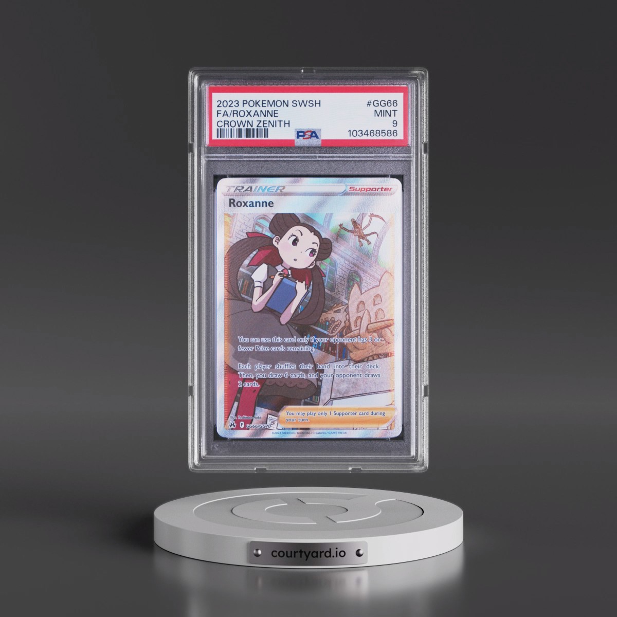 2023 Pokémon Sword and Shield Crown Zenith #GG66 Roxanne - Full Art (PSA 9 MINT)