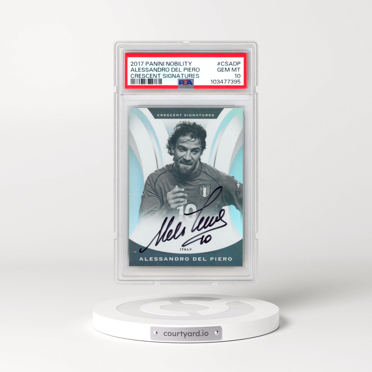 2017 Panini Nobility Crescent Signatures #CSADP Alessandro Del Piero (PSA 10 GEM MINT)