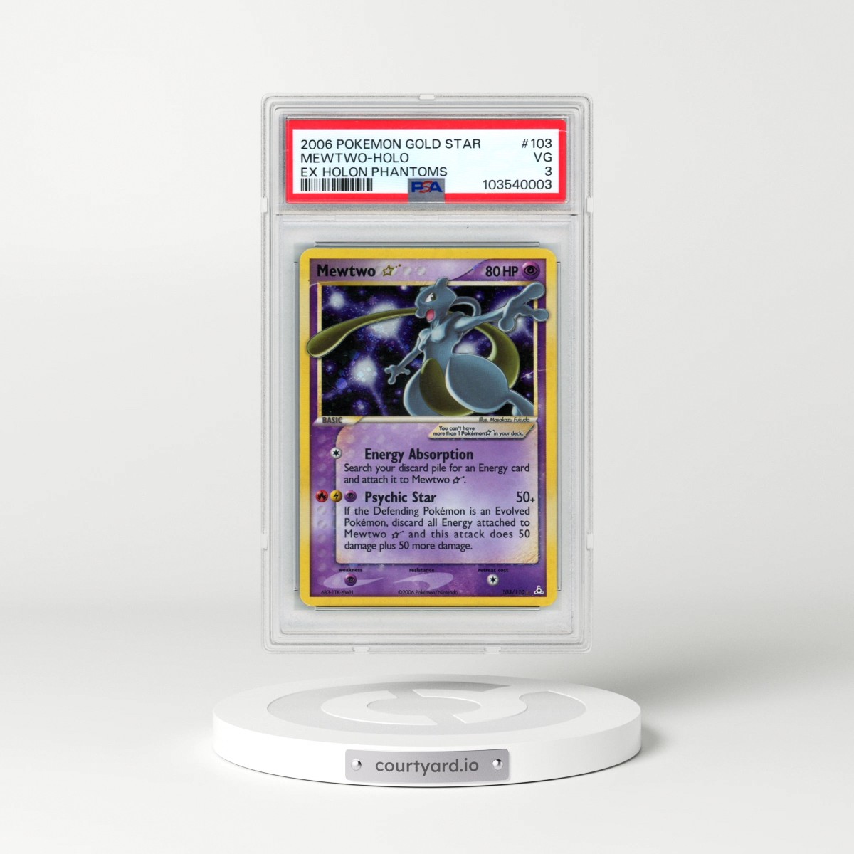 2006 Pokémon EX Holon Phantoms #103 Mewtwo - Holo Gold Star (PSA 3 VG)