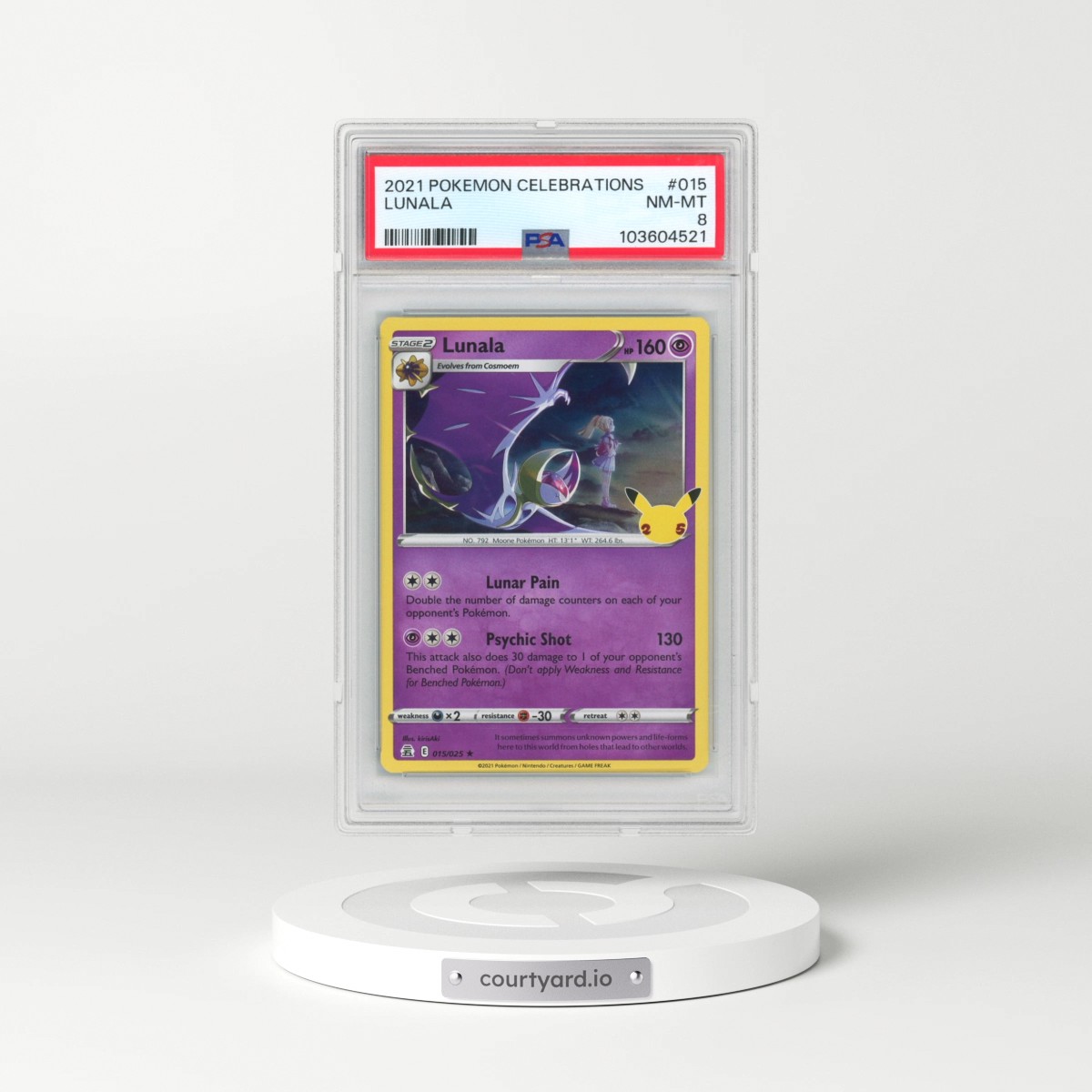 2021 Pokémon Celebrations #015 Lunala (PSA 8 NM-MT)