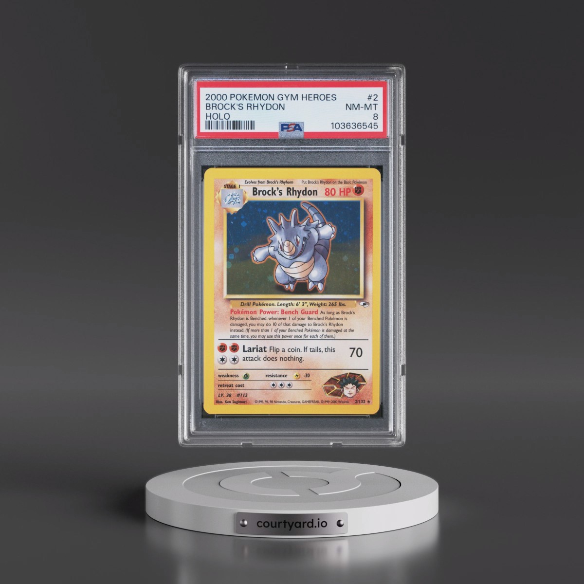 2000 Pokémon Gym Heroes #2 Brock's Rhydon - Holo (PSA 8 NM-MT)