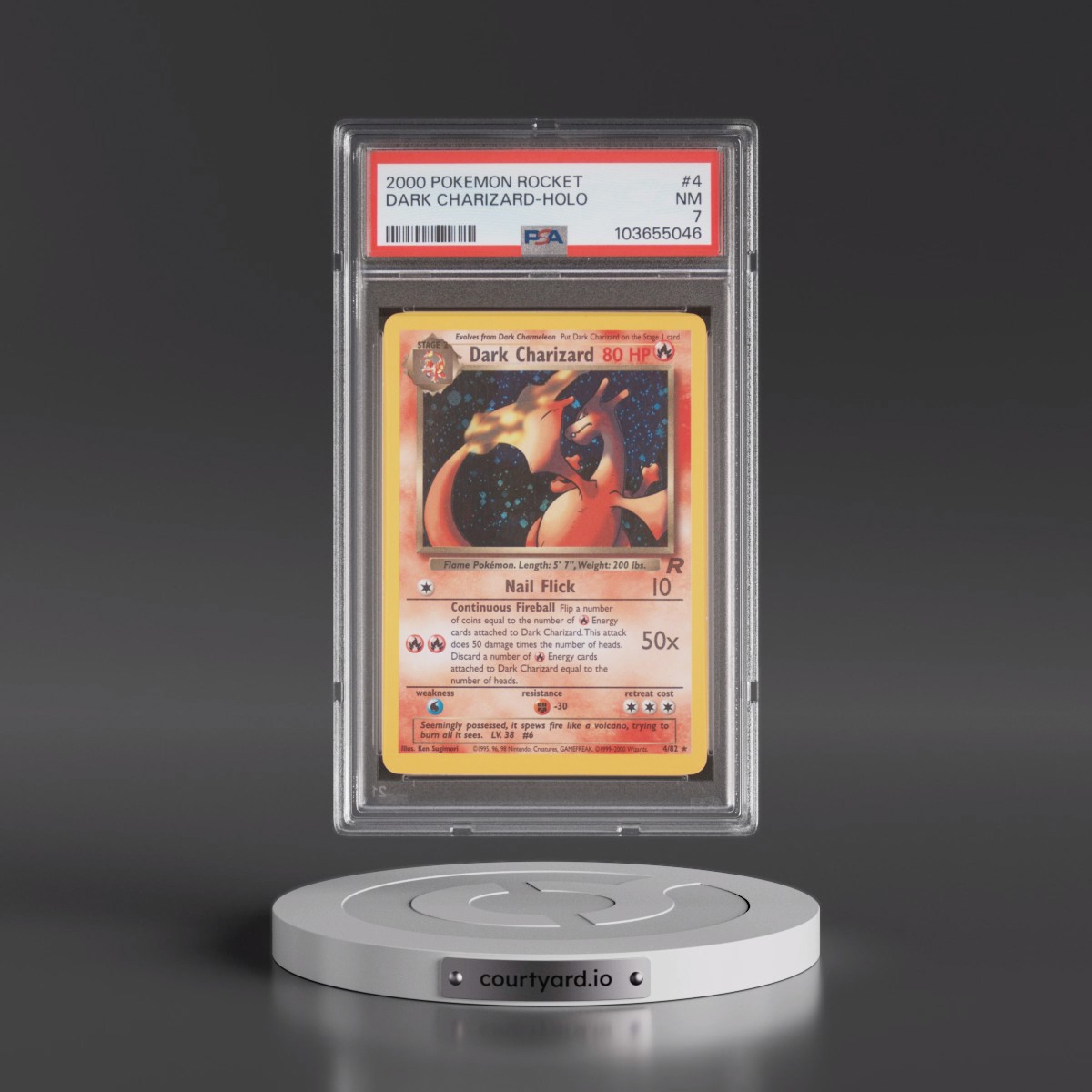 2000 Pokémon Rocket #4 Dark Charizard - Holo (PSA 7 NM)