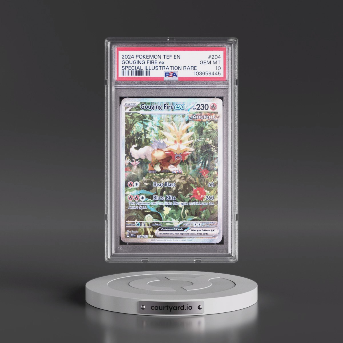 2024 Pokémon Tef EN-Temporal Forces #204 Gouging Fire EX - Holo Special Illustration Rare (PSA 10 GEM MINT)