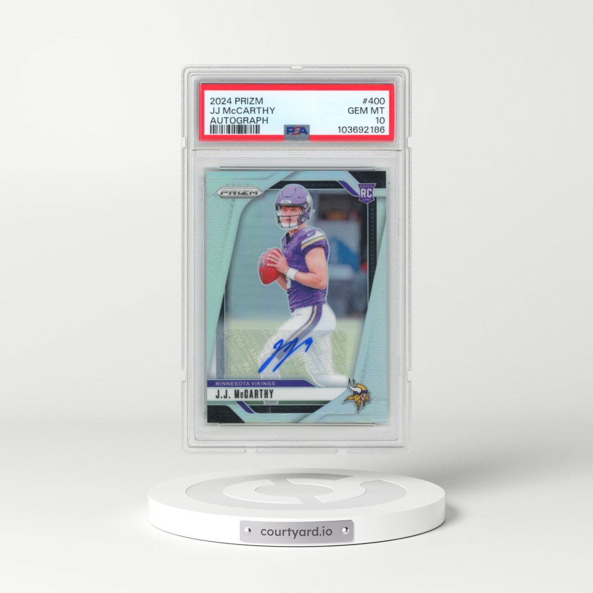 2024 Panini Prizm #400 JJ McCarthy - Autograph (PSA 10 GEM MINT)