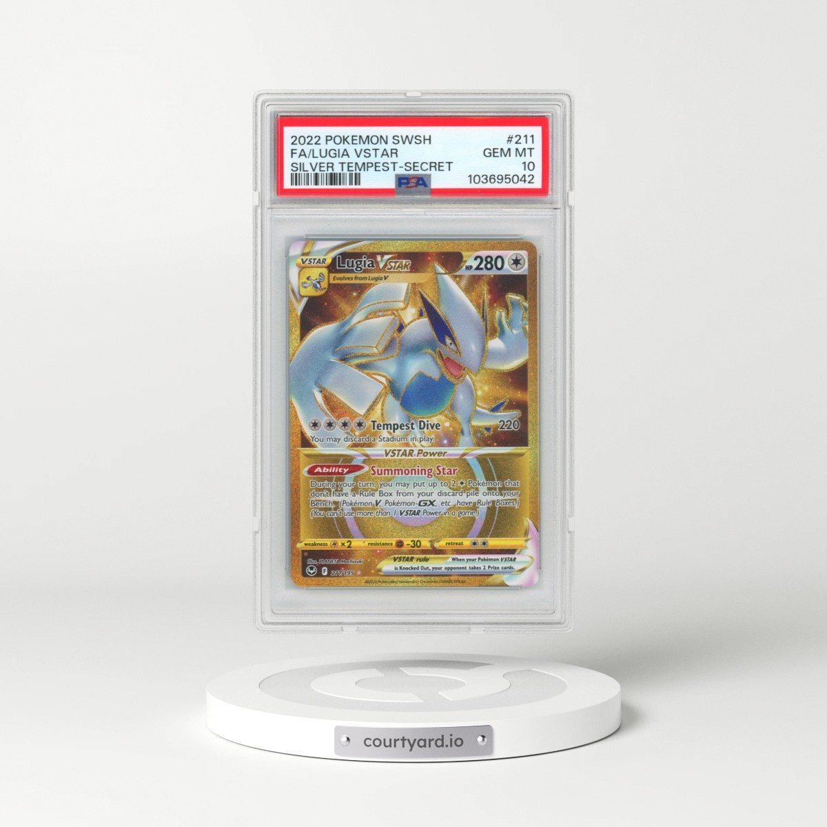 2022 Pokémon Sword & Shield Silver Tempest #211 Lugia Vstar - Full Art Secret (PSA 10 GEM MINT)