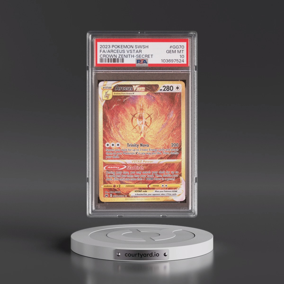 2023 Pokémon Sword and Shield Crown Zenith #GG70 Arceus Vstar - Full Art Secret (PSA 10 GEM MINT)