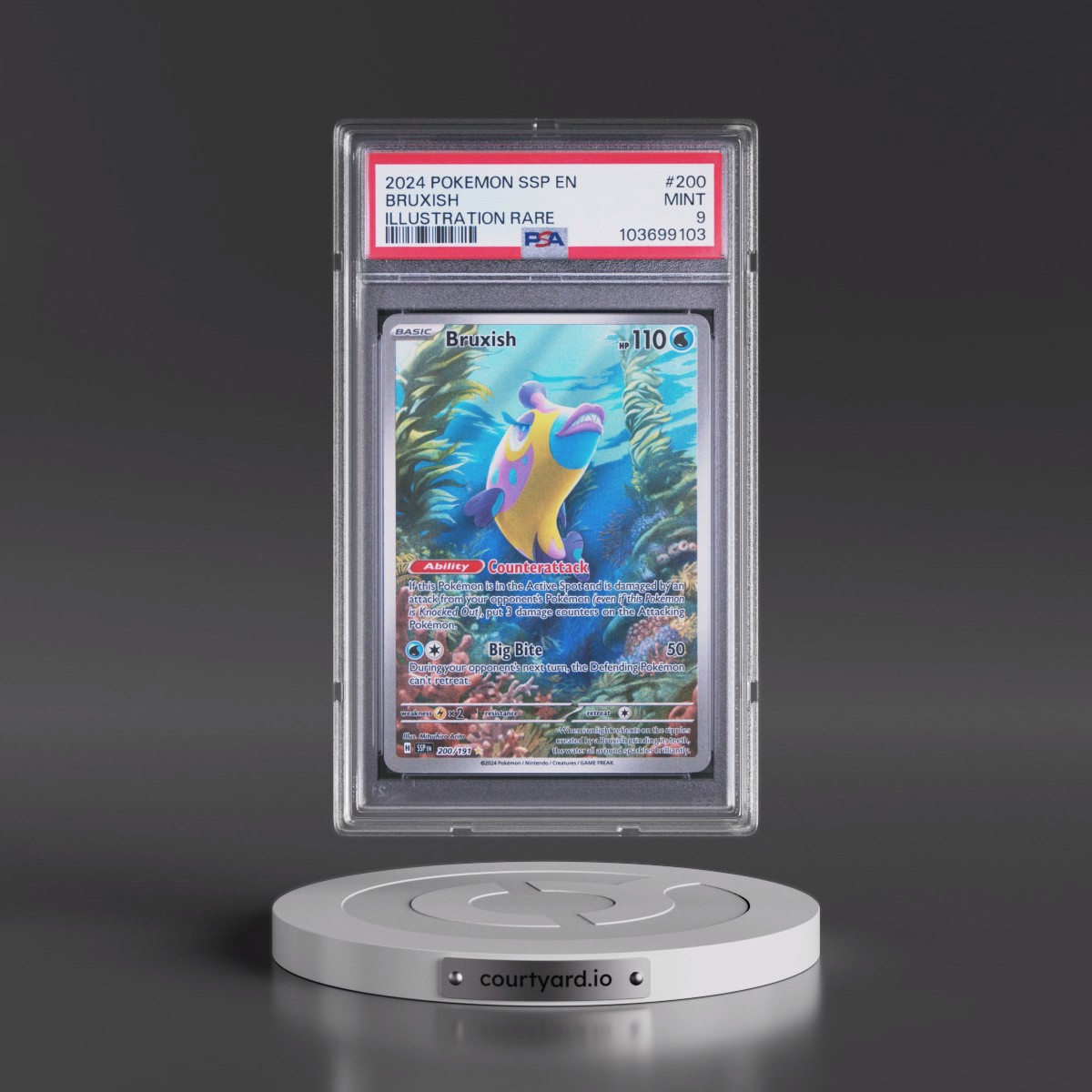2024 Pokémon Ssp EN-Surging Sparks #200 Bruxish - Illustration Rare (PSA 9 MINT)