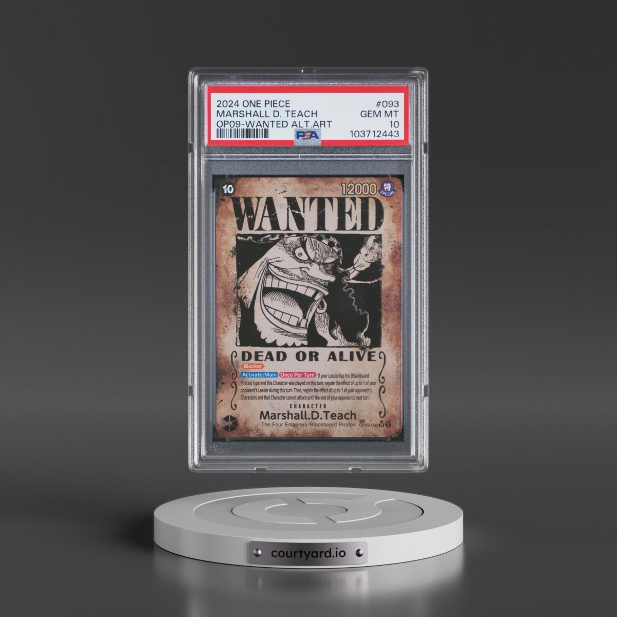 2024 One Piece OP09-Emperors in the New World #093 Marshall D. Teach - Wanted Alternate Art (PSA 10 GEM MINT)