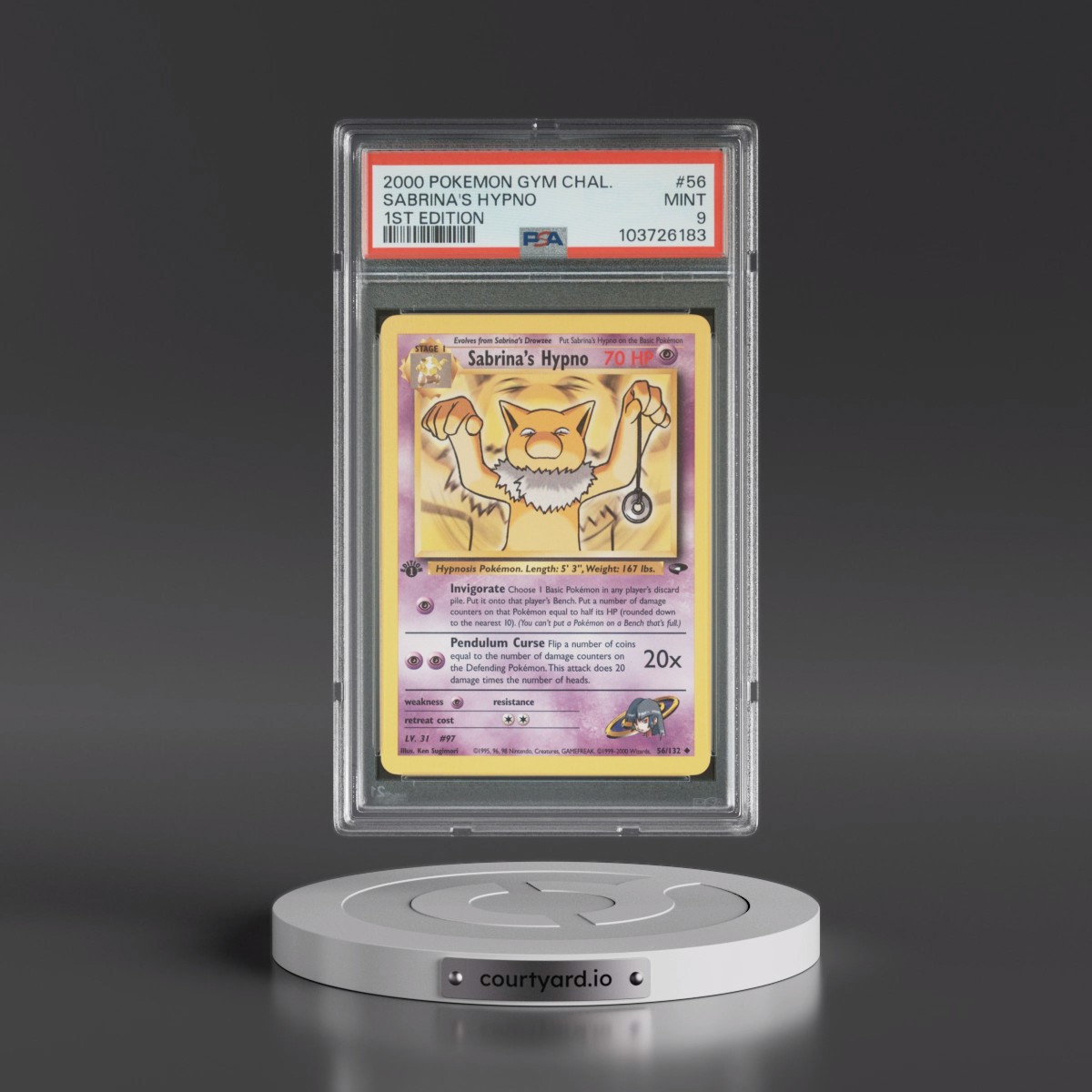 2000 Pokémon Gym Challenge #56 Sabrina's Hypno - 1st Edition (PSA 9 MINT)