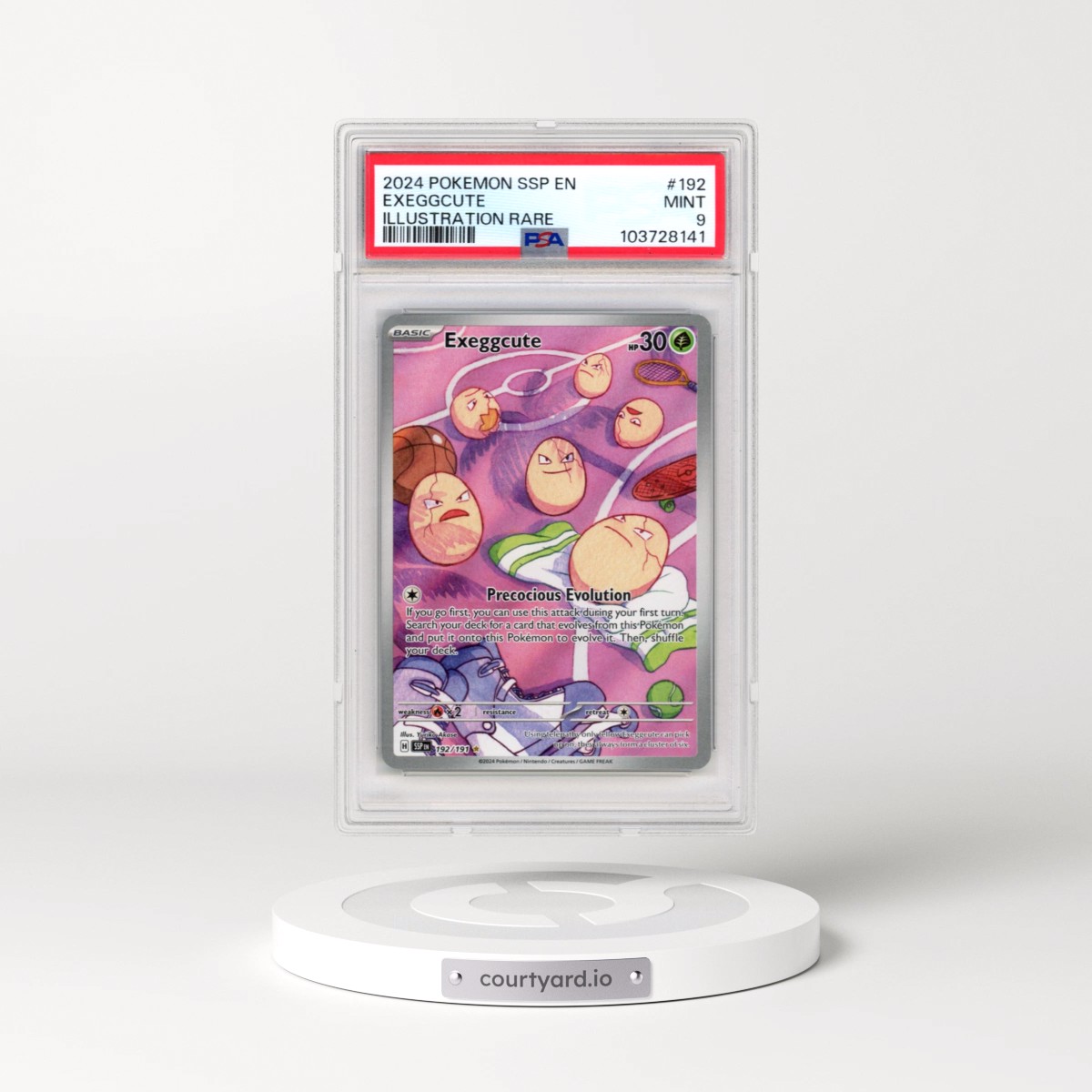 2024 Pokémon Ssp EN-Surging Sparks #192 Exeggcute - Illustration Rare (PSA 9 MINT)
