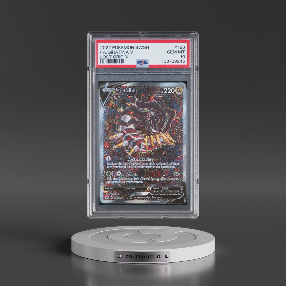 2022 Pokémon Sword & Shield Lost Origin #186 Giratina V - Holo Full Art (PSA 10 GEM MINT)