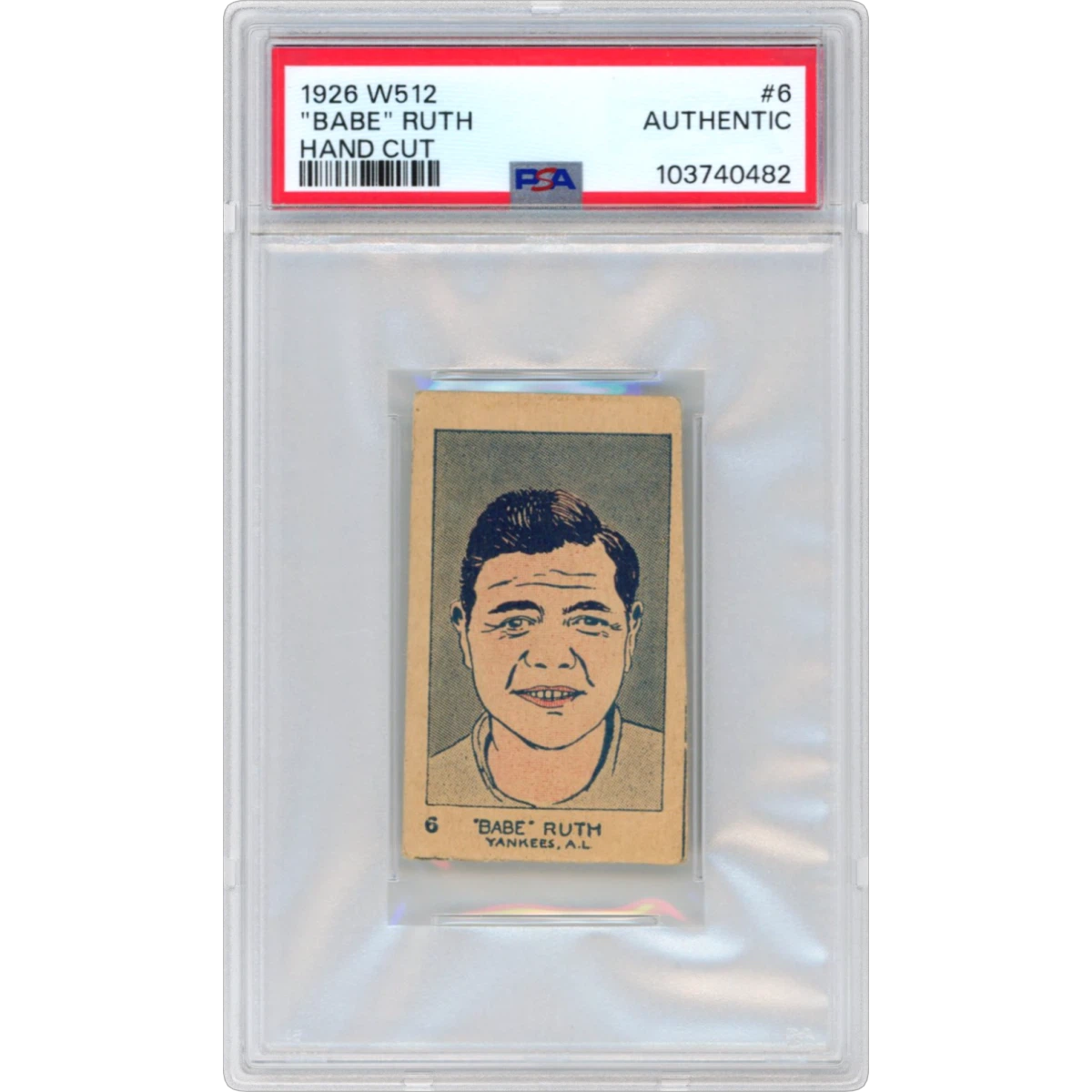 1926 W512 Hand Cut #6 "Babe" Ruth, PSA Authentic
