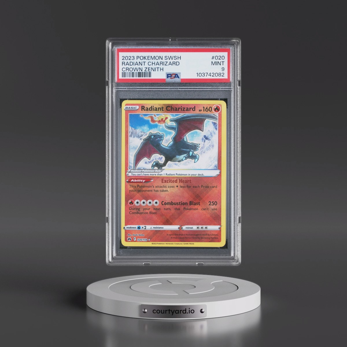 2023 Pokémon Sword and Shield Crown Zenith #020 Radiant Charizard - Holo (PSA 9 MINT)