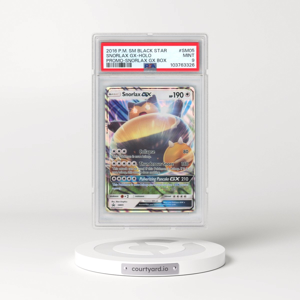 2016 Pokémon SM Black Star Promo #SM05 Snorlax GX - Holo Holo Snorlax GX Box (PSA 9 MINT)