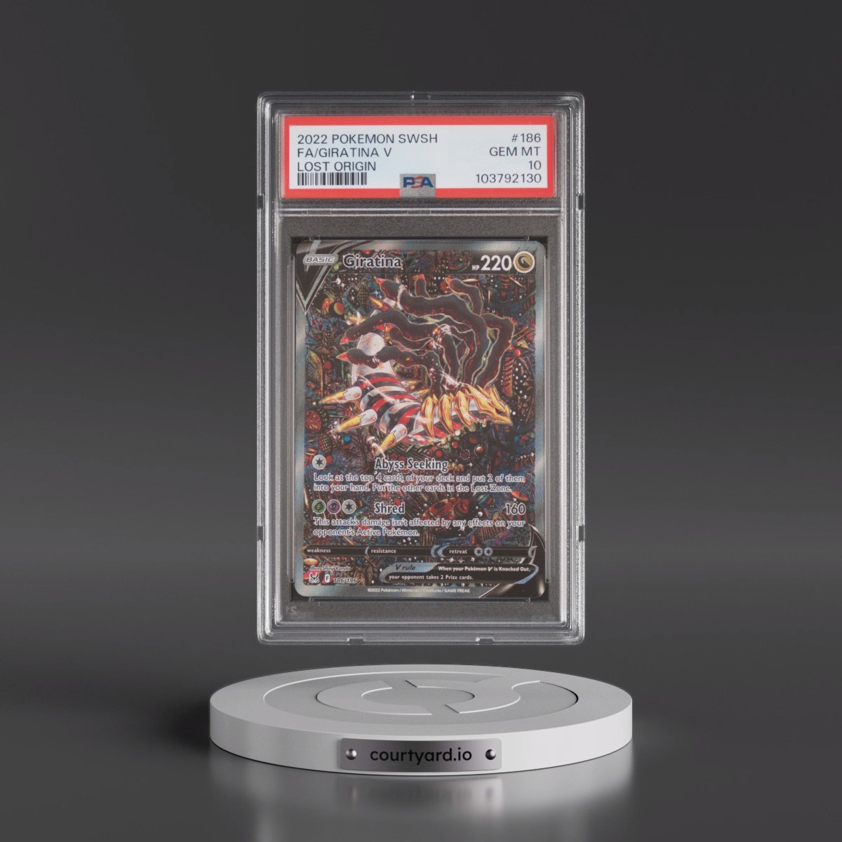 2022 Pokémon Sword & Shield Lost Origin #186 Giratina V - Holo Full Art (PSA 10 GEM MINT)