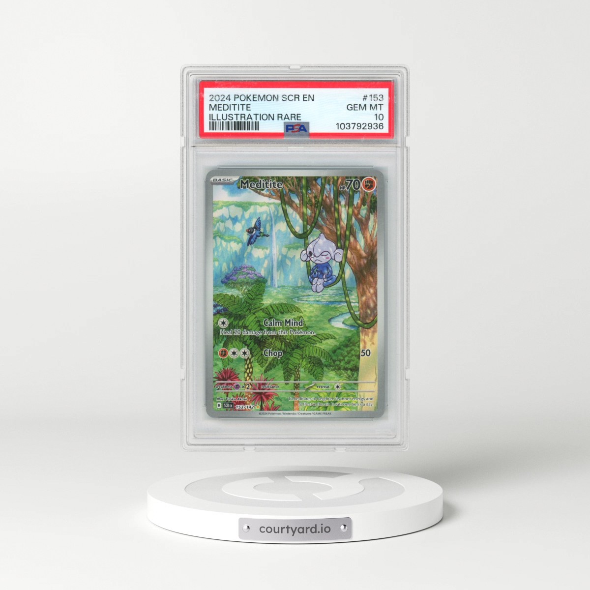 2024 Pokémon Scr EN-Stellar Crown #153 Meditite - Illustration Rare (PSA 10 GEM MINT)