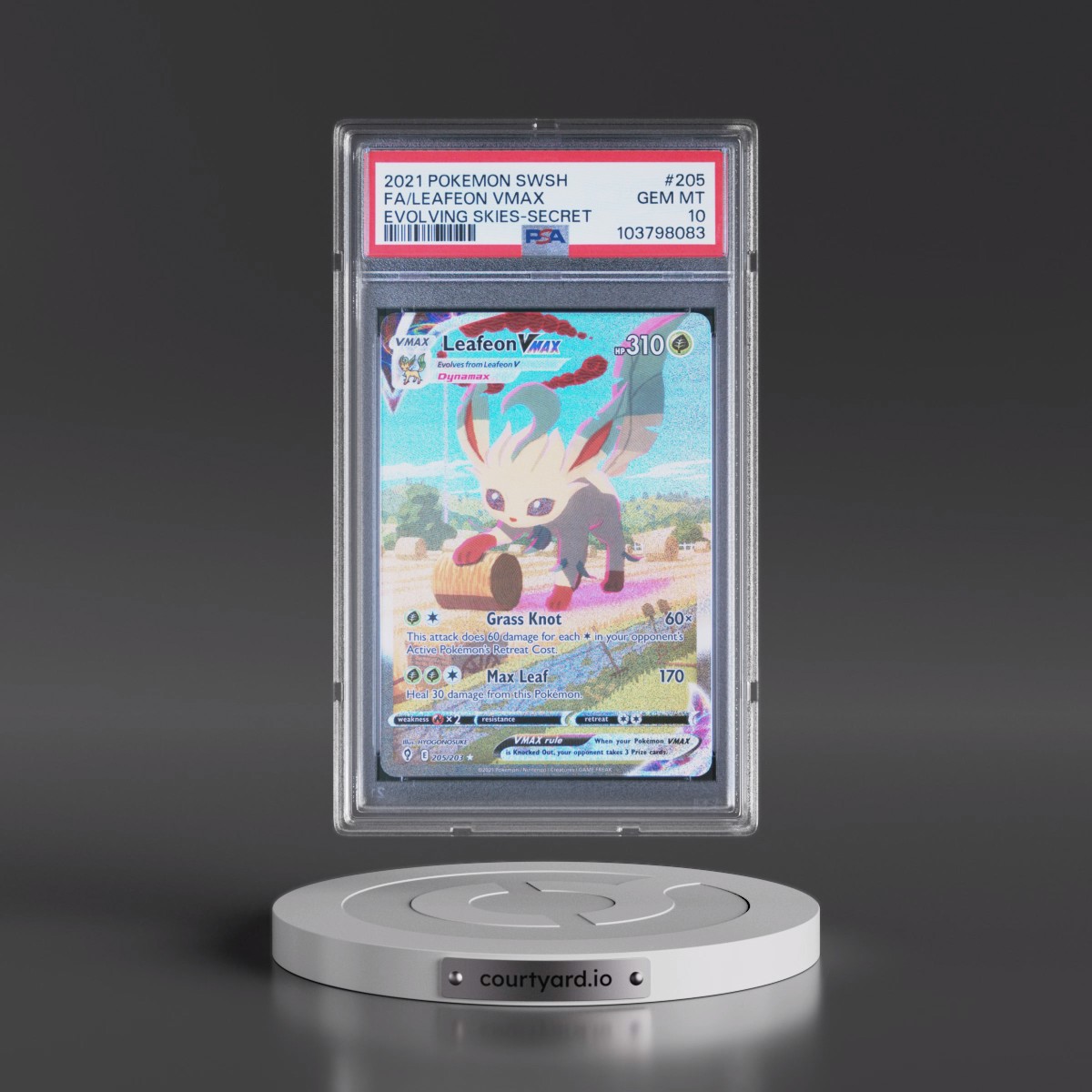 2021 Pokémon Sword & Shield Evolving Skies #205 Leafeon Vmax - Full Art Secret (PSA 10 GEM MINT)