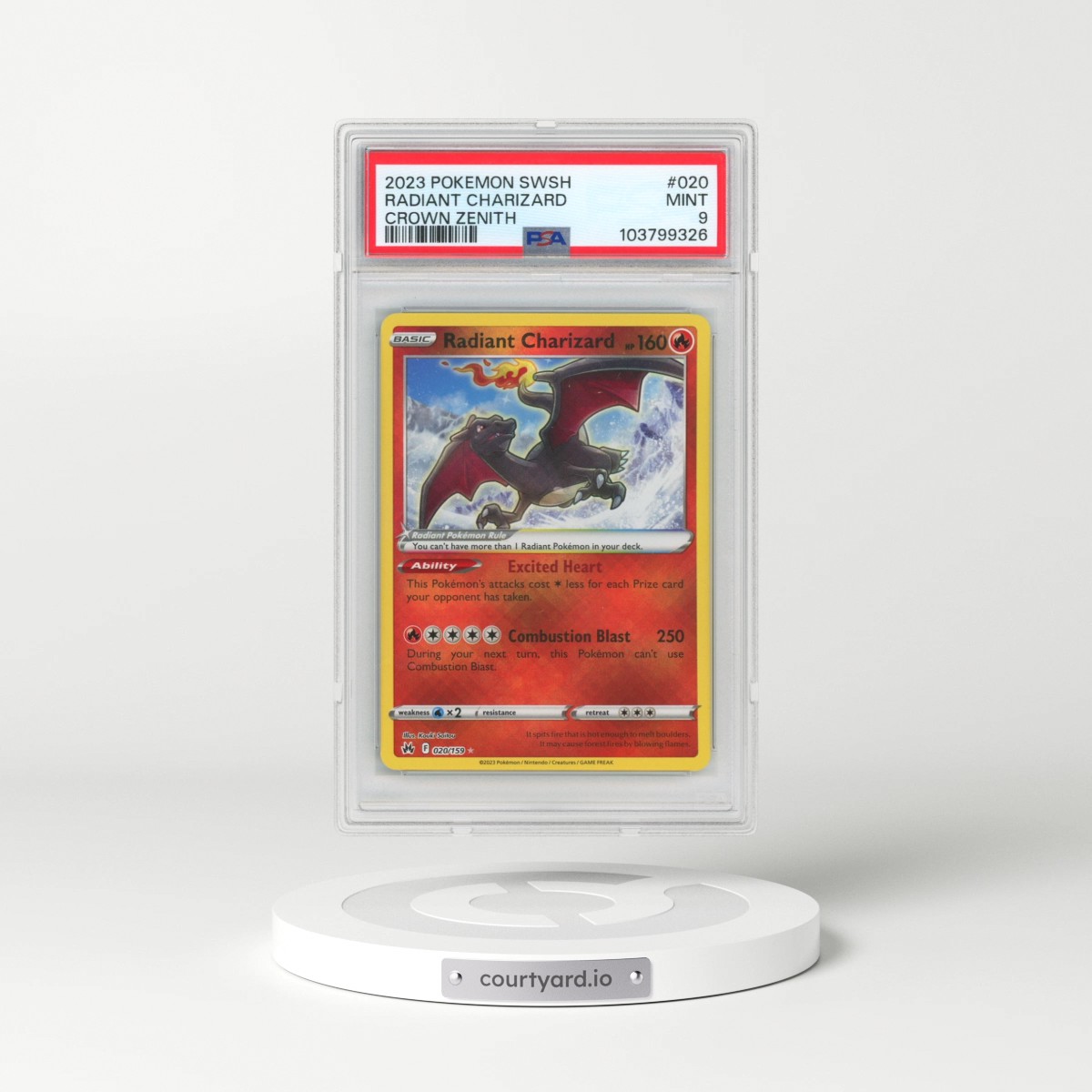 2023 Pokémon Sword and Shield Crown Zenith #020 Radiant Charizard - Holo (PSA 9 MINT)