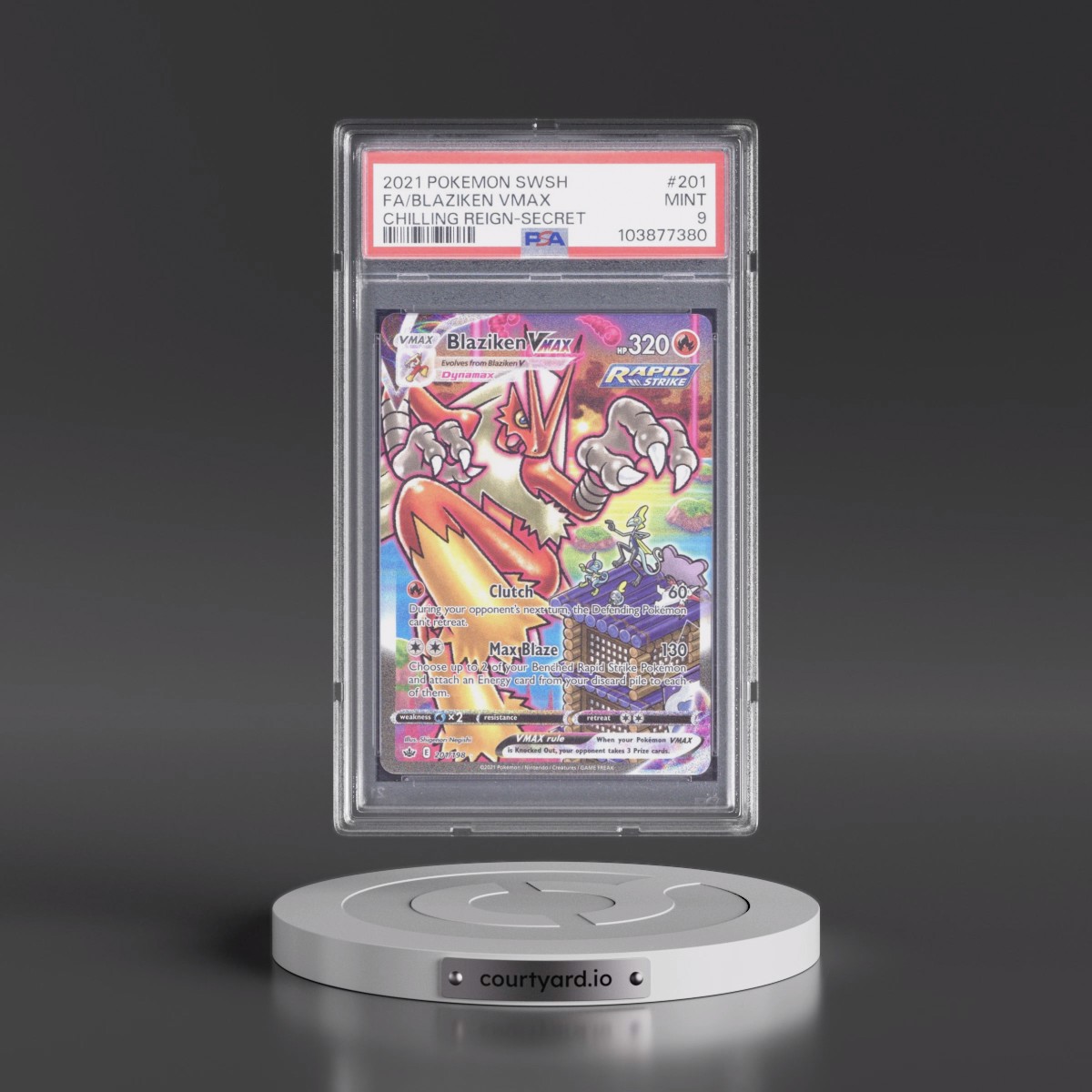 2021 Pokémon Sword & Shield Chilling Reign #201 Blaziken Vmax - Full Art Secret (PSA 9 MINT)
