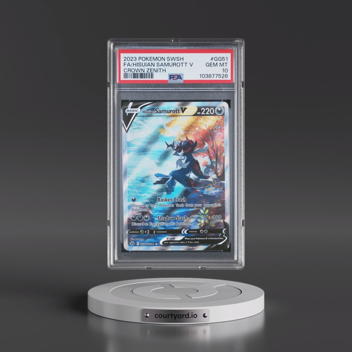 2023 Pokémon Sword and Shield Crown Zenith #GG51 Hisuian Samurott V - Holo Full Art (PSA 10 GEM MINT)