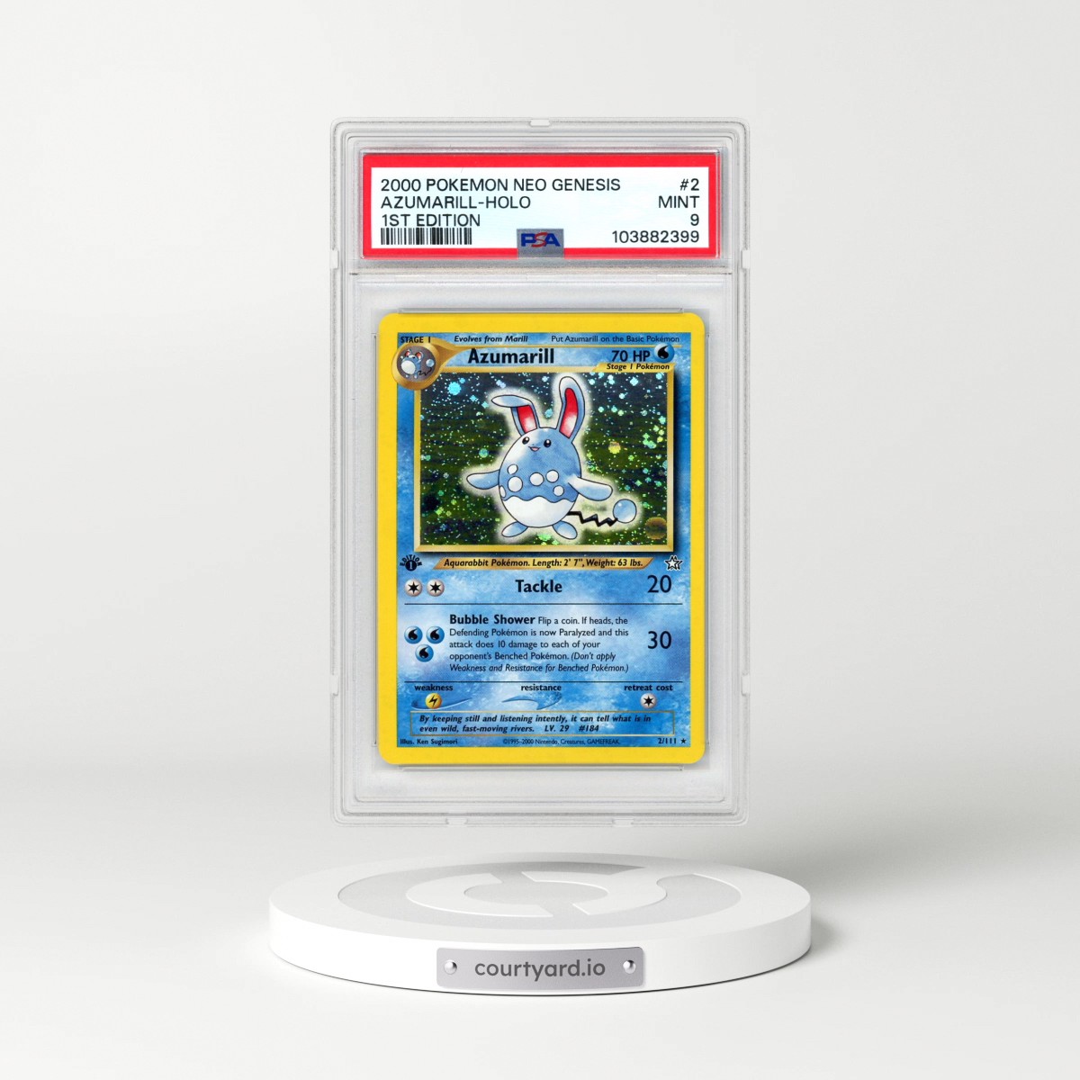 2000 Pokémon Neo Genesis #2 Azumarill - 1st Edition Holo (PSA 9 MINT)