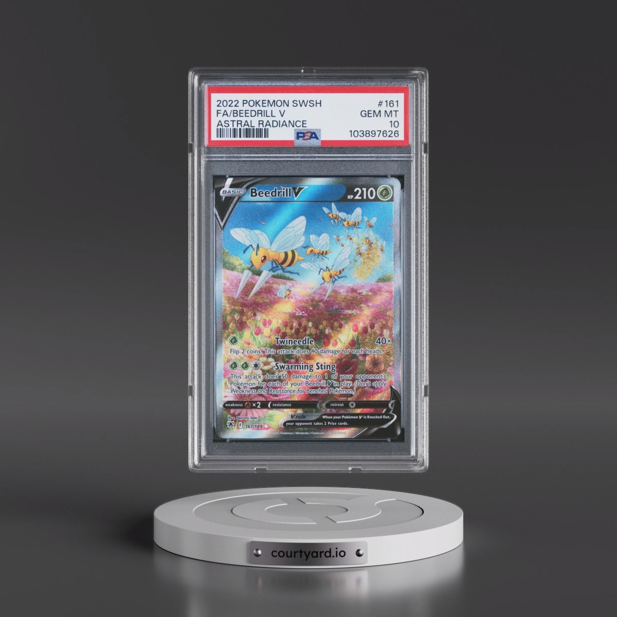 2022 Pokémon Sword & Shield Astral Radiance #161 Beedrill V - Holo Full Art (PSA 10 GEM MINT)