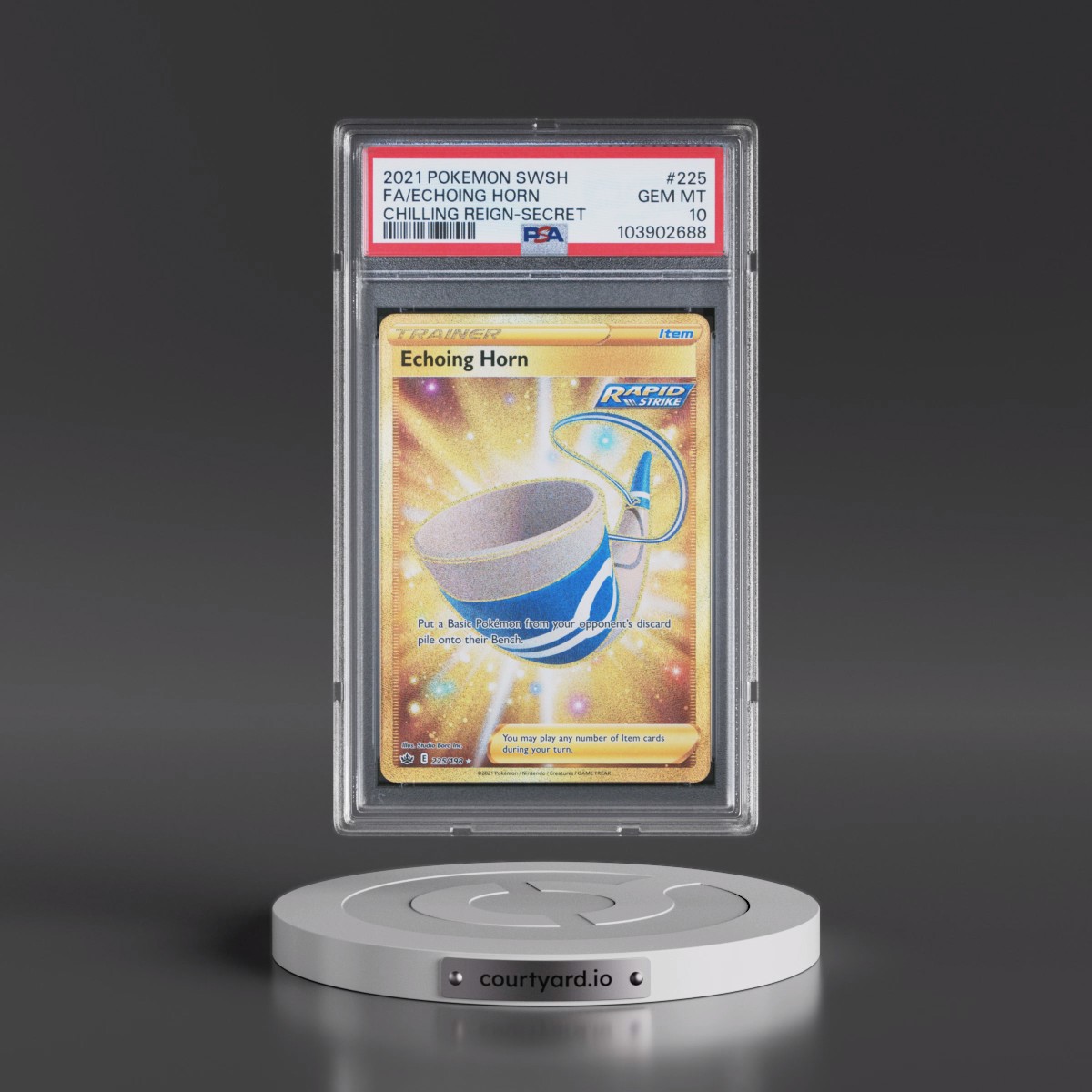 2021 Pokémon Sword & Shield Chilling Reign #225 Echoing Horn - Full Art Secret (PSA 10 GEM MINT)