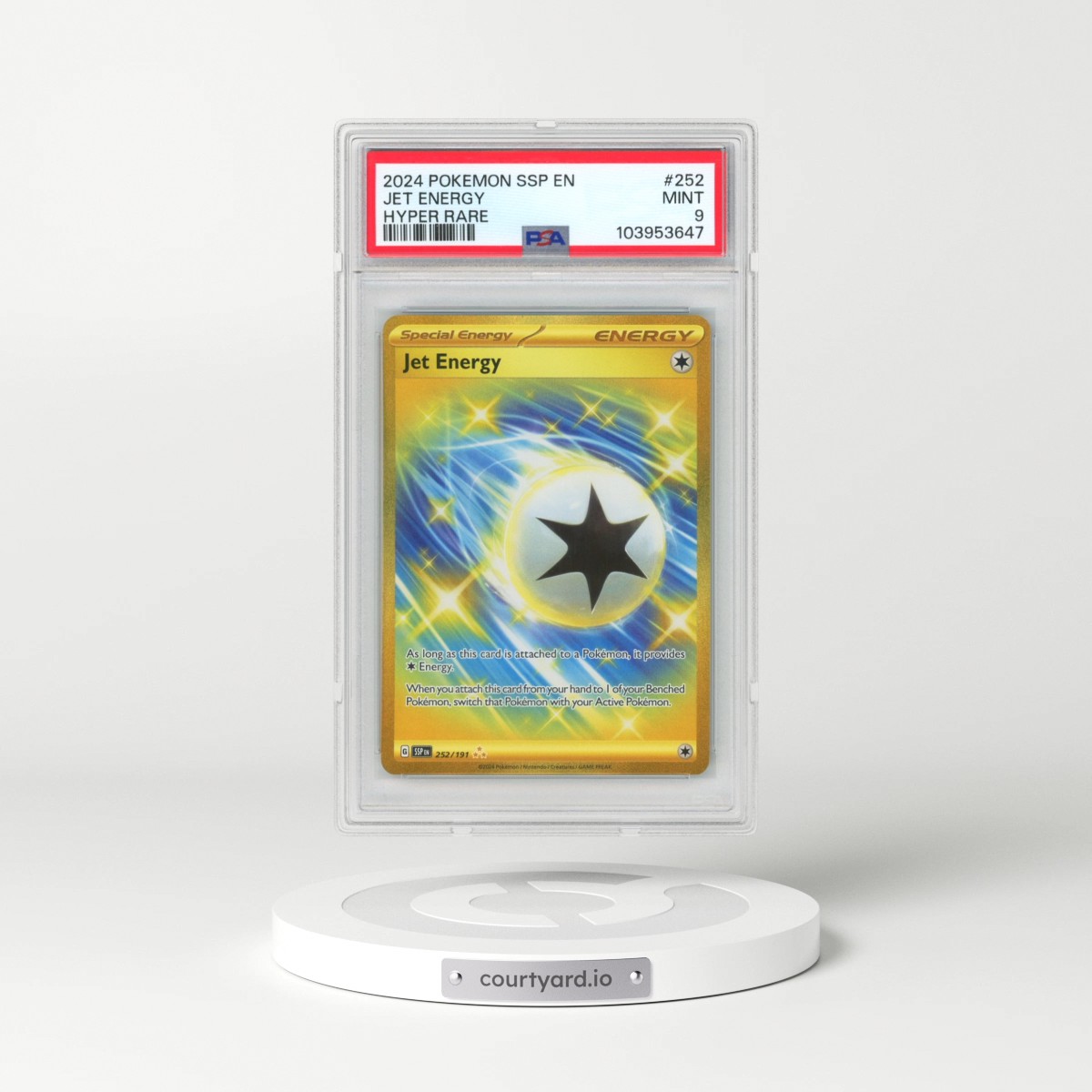2024 Pokémon Ssp EN-Surging Sparks #252 Jet Energy - Hyper Rare (PSA 9 MINT)