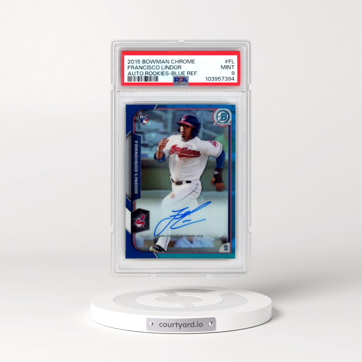 2015 Bowman Chrome Autograph Rookies #FL Francisco Lindor - Blue Refractor (PSA 9 MINT)