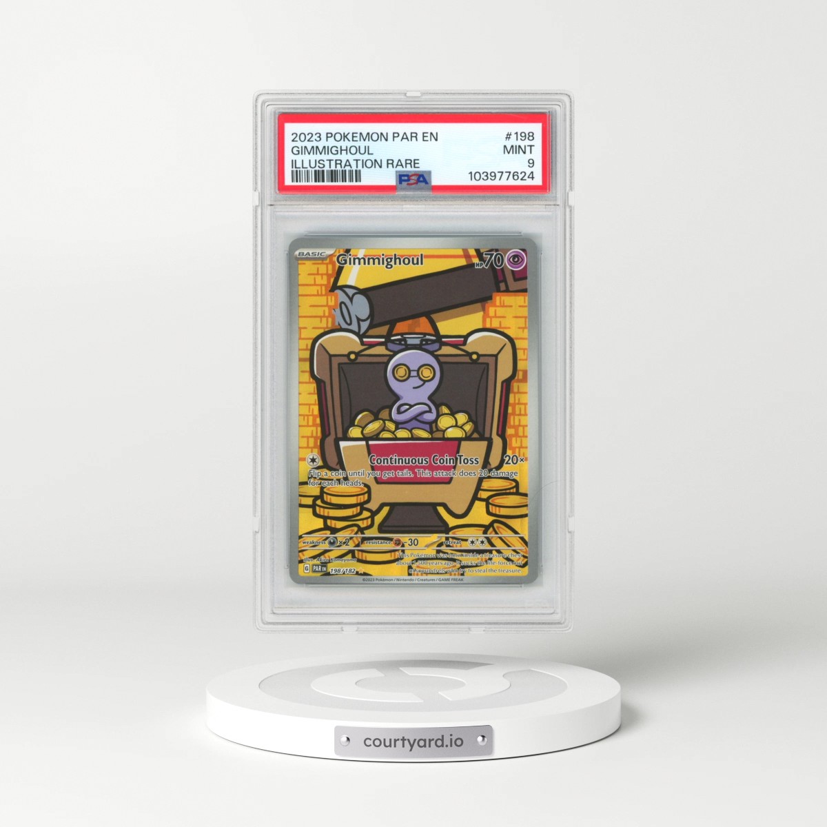 2023 Pokémon Par EN-Paradox Rift #198 Gimmighoul - Illustration Rare (PSA 9 MINT)
