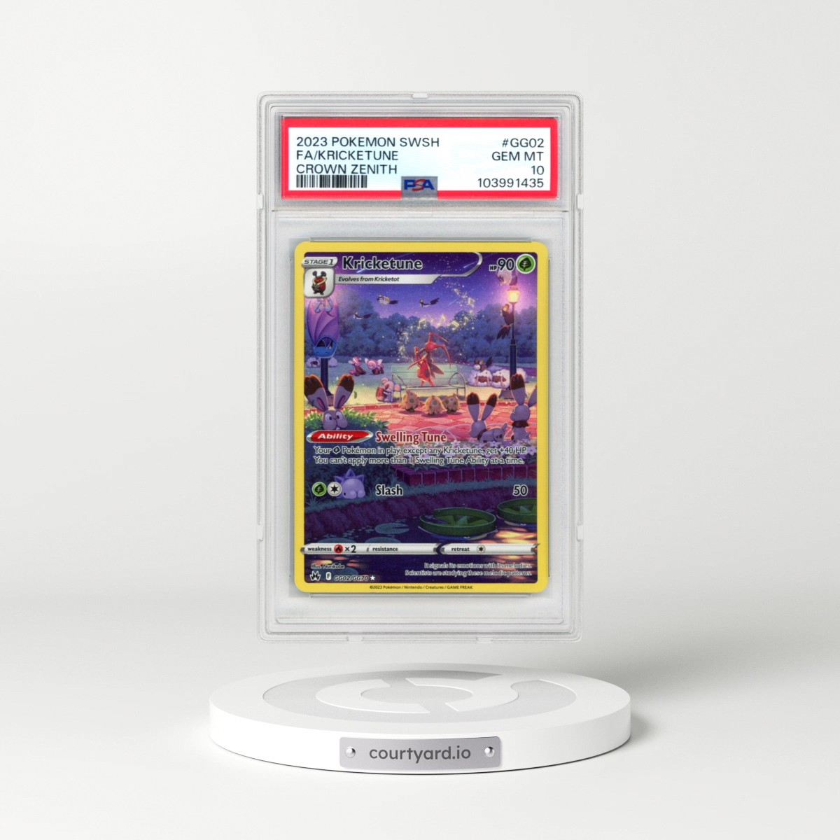 2023 Pokémon Sword and Shield Crown Zenith #GG02 Kricketune - Full Art (PSA 10 GEM MINT)