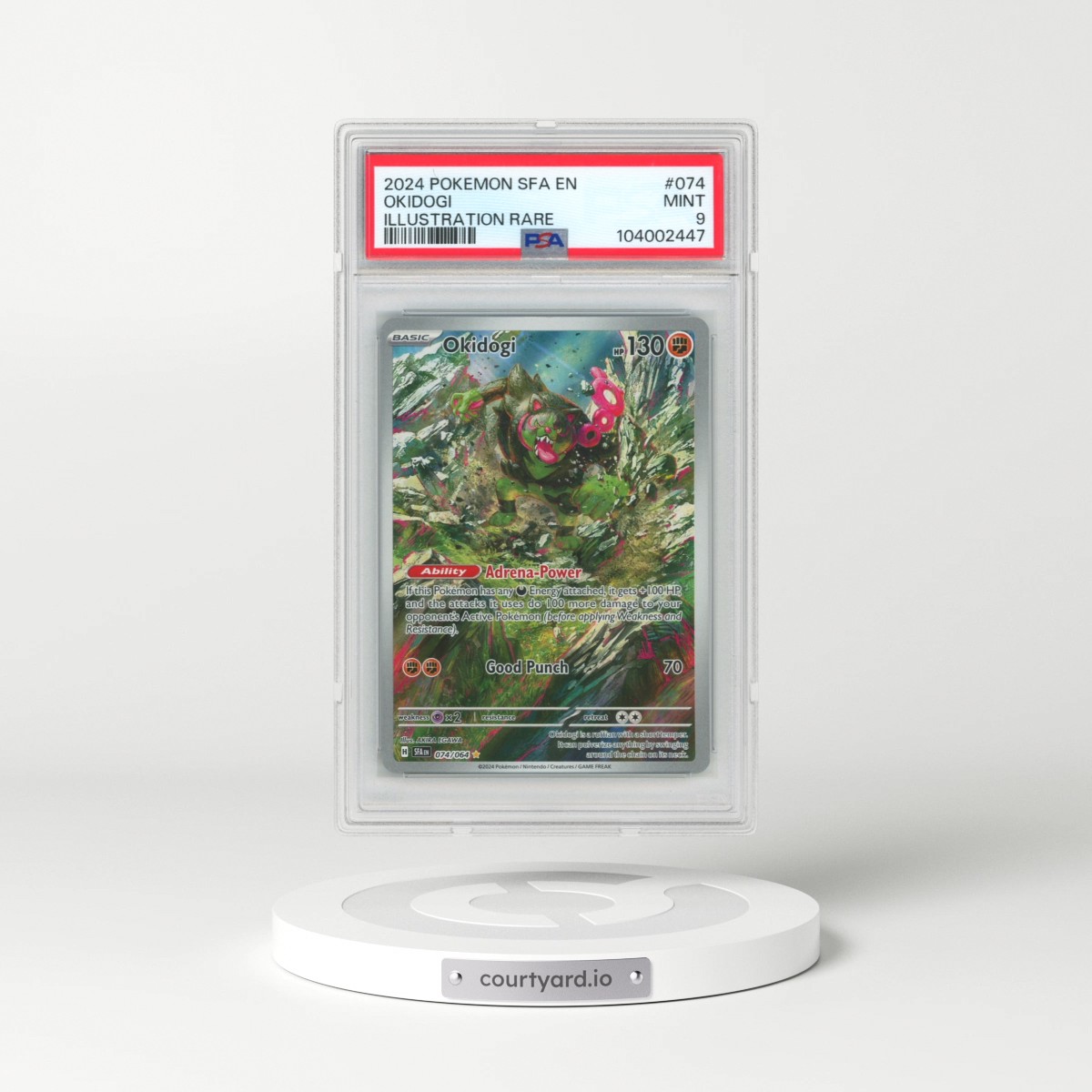 2024 Pokémon Sfa EN-Shrouded Fable #074 Okidogi - Illustration Rare (PSA 9 MINT)