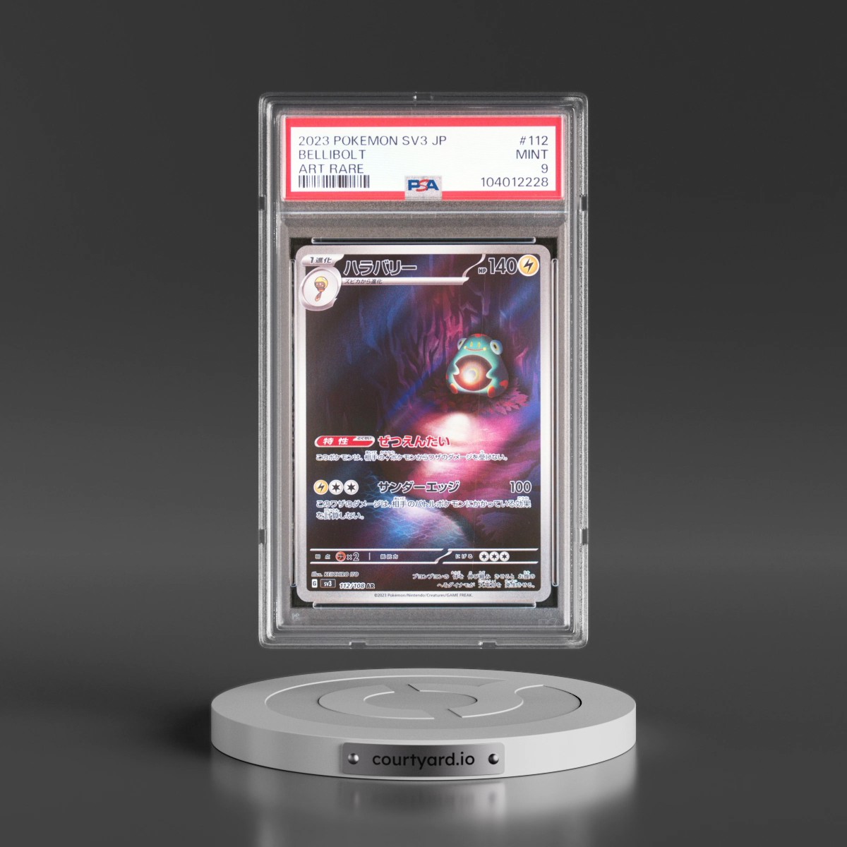 2023 Pokémon SV3-Ruler of the Black Flame #112 Bellibolt - Art Rare (PSA 9 MINT)