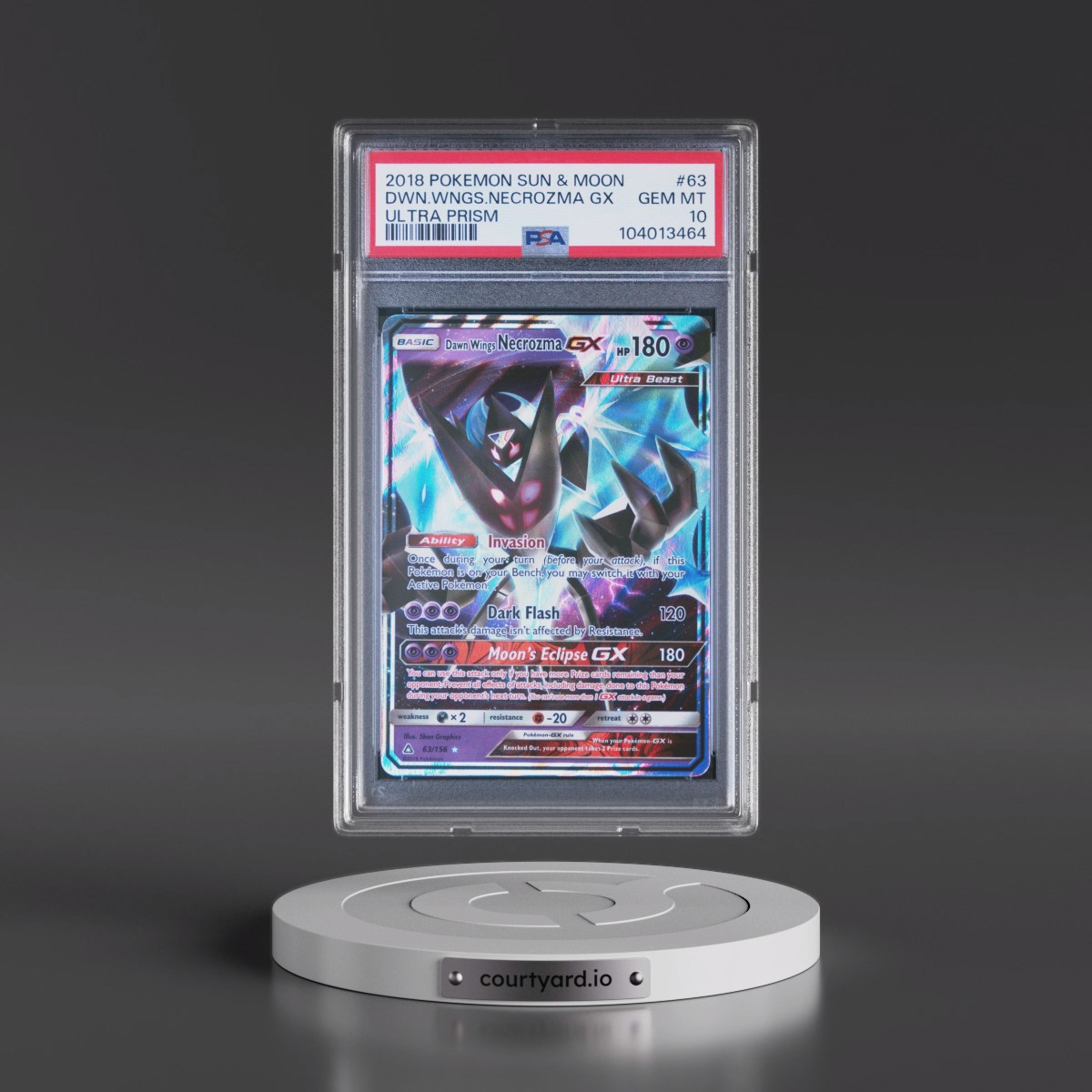 2018 Pokémon Sun & Moon Ultra Prism #63 Dawn Wings Necrozma GX - Holo (PSA 10 GEM MINT)