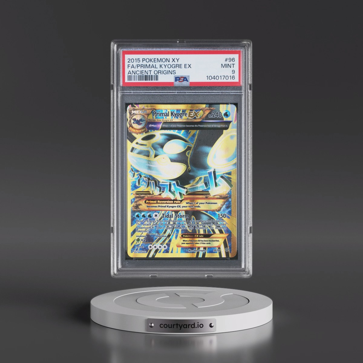 2015 Pokémon XY Ancient Origins #96 Primal Kyogre EX - Holo Full Art (PSA 9 MINT)
