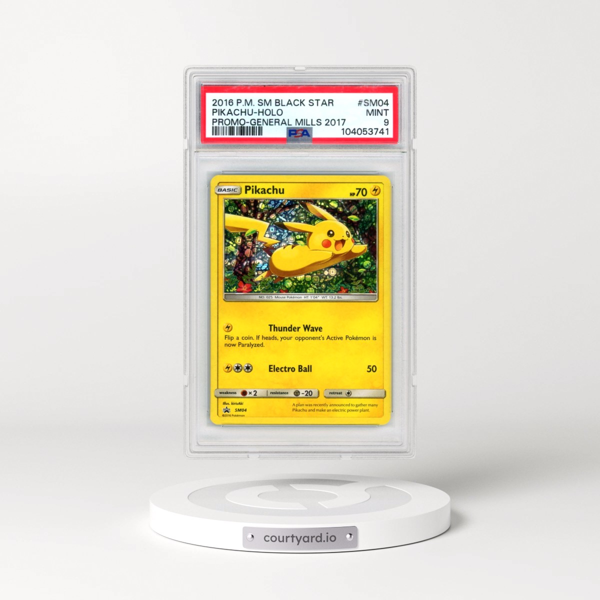 2016 Pokémon SM Black Star Promo #SM04 Pikachu - Holo General Mills 2017 (PSA 9 MINT)