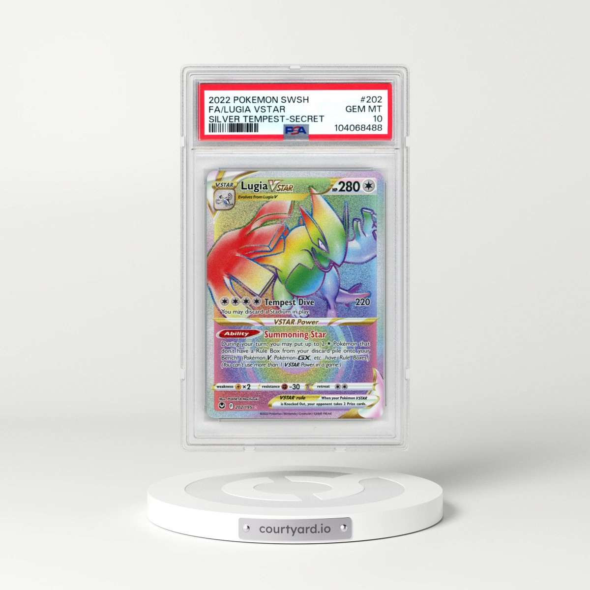 2022 Pokémon Sword & Shield Silver Tempest #202 Lugia Vstar - Full Art Secret (PSA 10 GEM MINT)