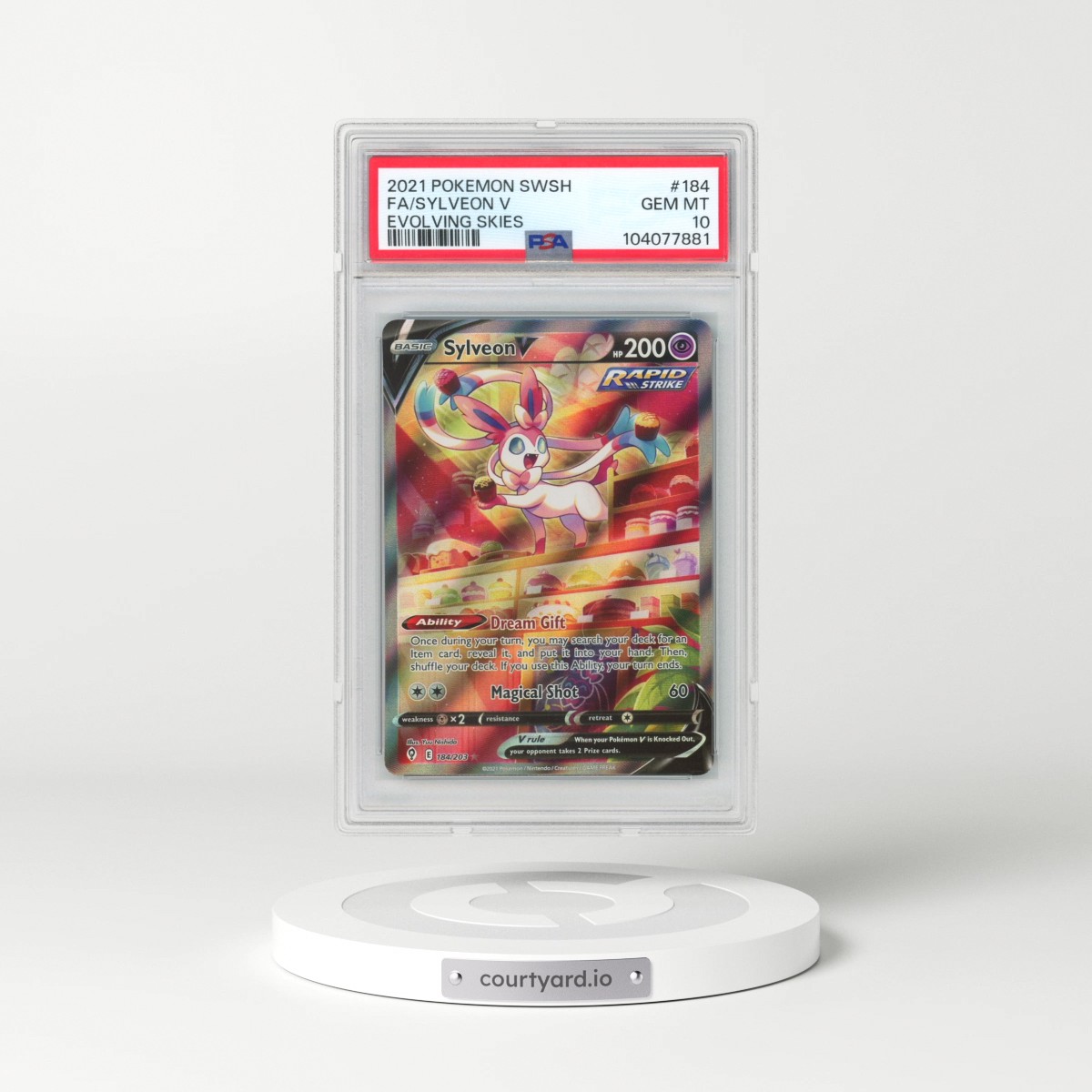 2021 Pokémon Sword & Shield Evolving Skies #184 Sylveon V - Holo Full Art (PSA 10 GEM MINT)