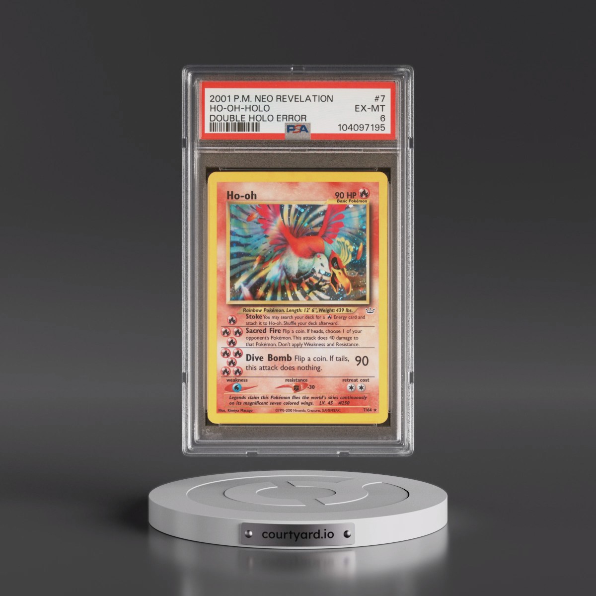 2001 Pokémon Neo Revelation #7 HO-Oh - Double Holo Error (PSA 6 EX-MT)