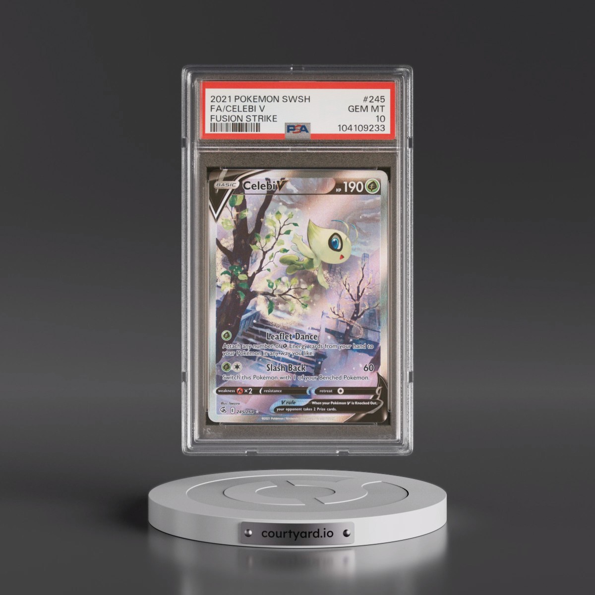 2021 Pokémon Sword & Shield Fusion Strike #245 Celebi V - Holo Full Art (PSA 10 GEM MINT)