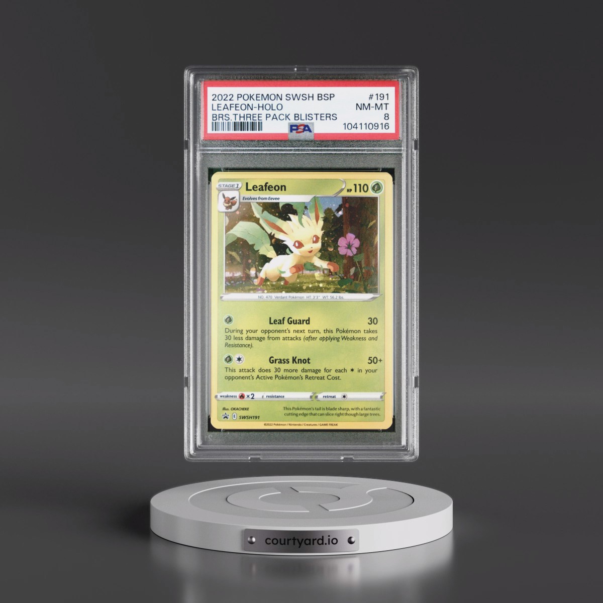 2022 Pokémon Swsh Black Star Promo #191 Leafeon - Holo Brilliant Stars Three Pack Blisters (PSA 8 NM-MT)