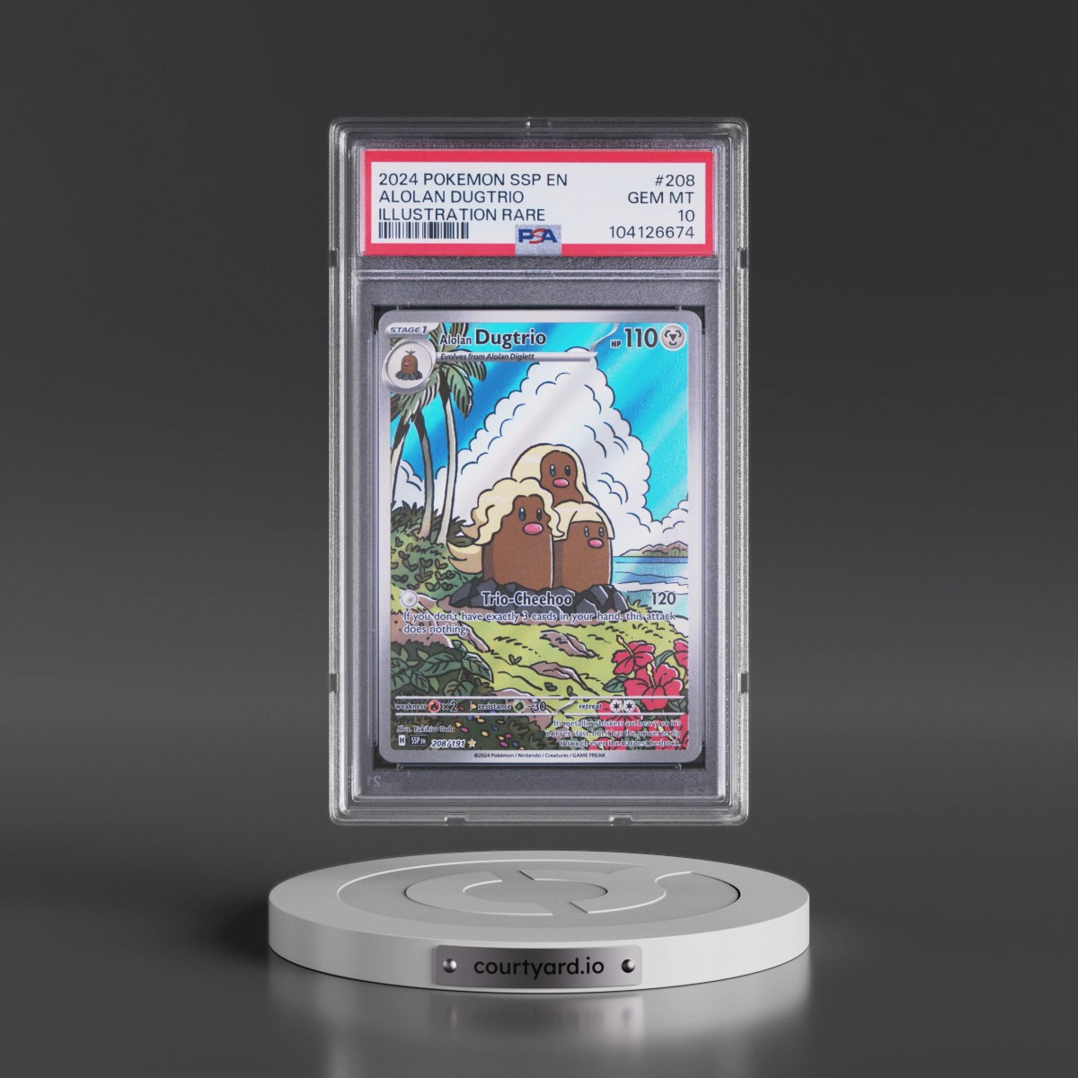 2024 Pokémon Ssp EN-Surging Sparks #208 Alolan Dugtrio - Illustration Rare (PSA 10 GEM MINT)