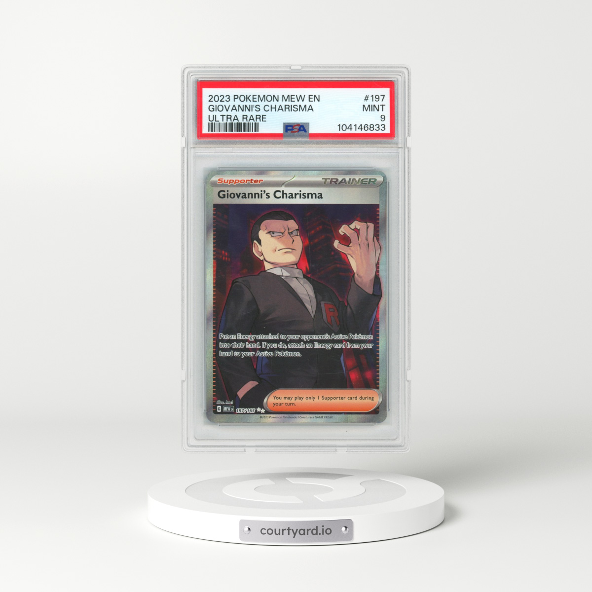 2023 Pokémon Mew EN-151 #197 Giovanni's Charisma - Ultra Rare (PSA 9 MINT)