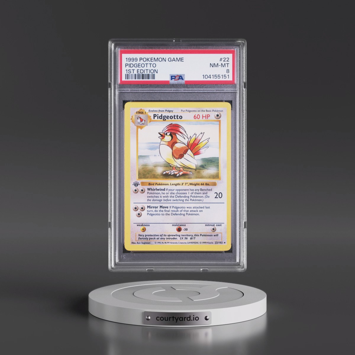 1999 Pokémon Game #22 Pidgeotto - 1st Edition (PSA 8 NM-MT)