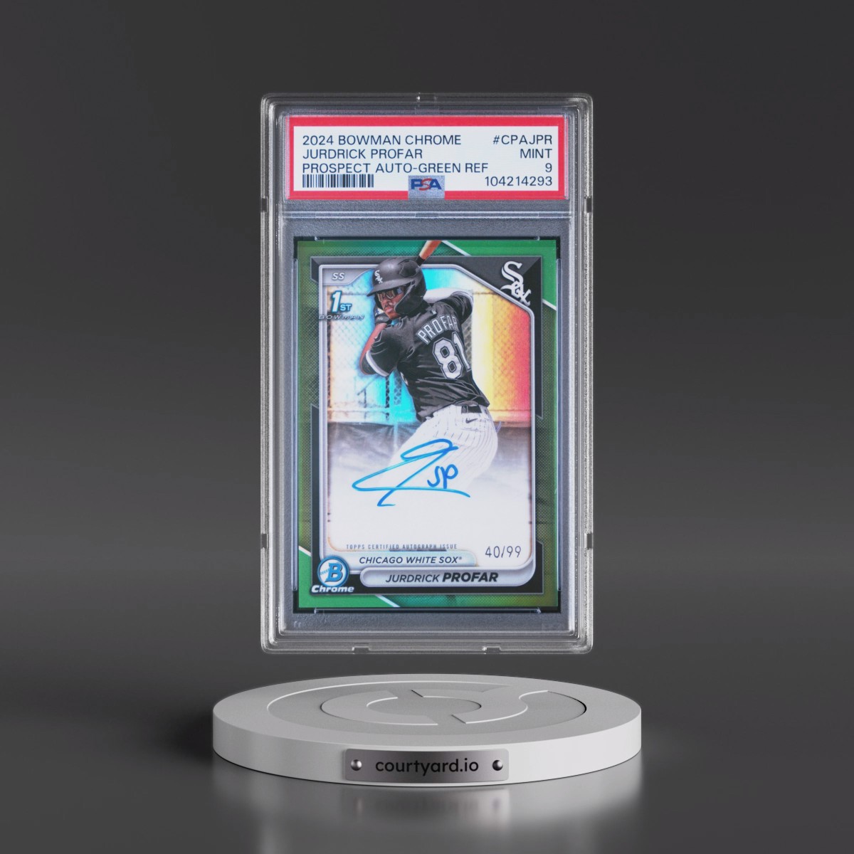 2024 Bowman Chrome Prospect Autographs Jurdrick Profar - Green Refractor #CPAJPR PSA 9