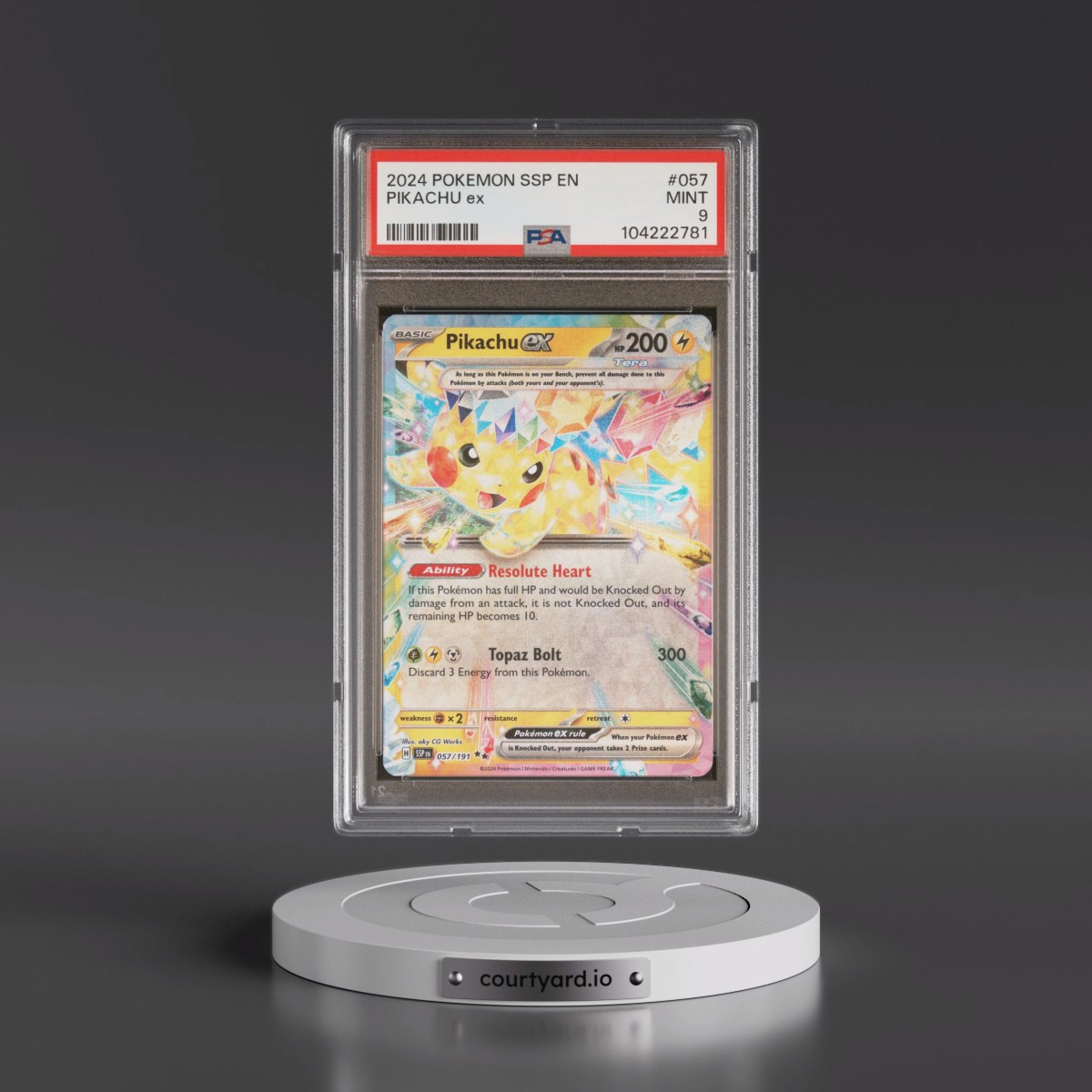 2024 Pokémon Ssp EN-Surging Sparks #057 Pikachu EX - Holo (PSA 9 MINT)